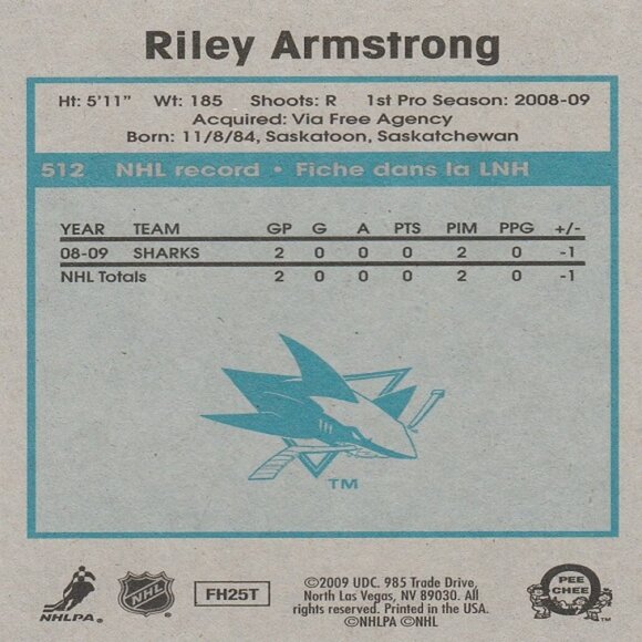 Riley Armstrong - 2009/2010 O Pee Chee NHL Hockey Series Card - Card Number 512 - Picture 2 of 2